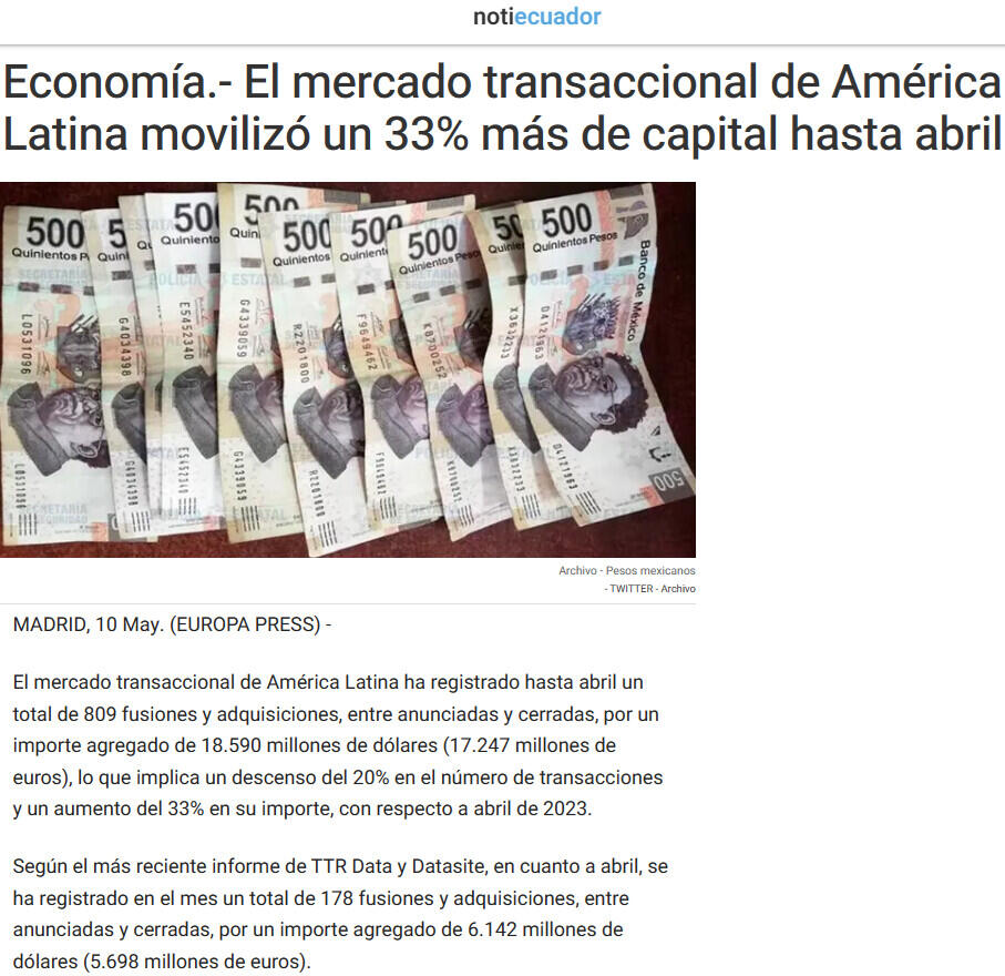 Econom A El Mercado Transaccional De Am Rica Latina Moviliz Un