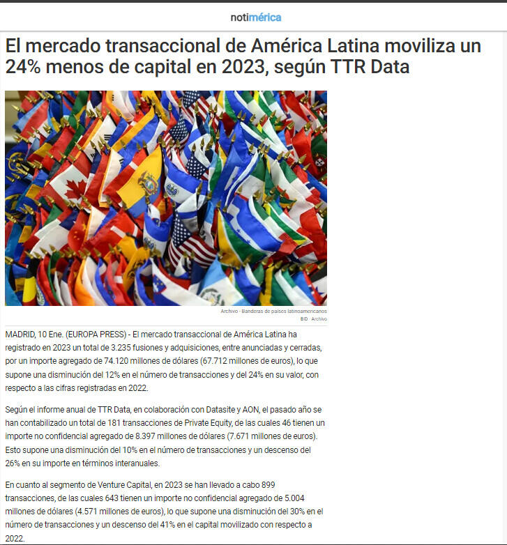 El Mercado Transaccional De Am Rica Latina Moviliza Un Menos De